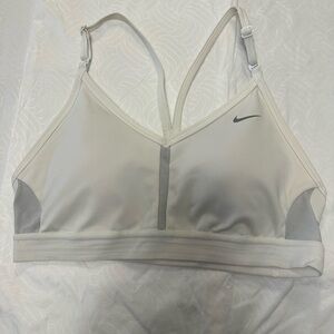 Nike White and Gray Racerback Sports Bra with Front Zipper